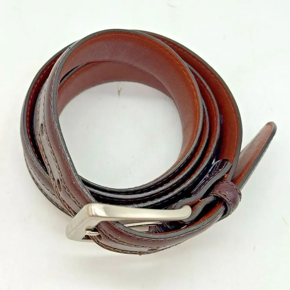 Brighton Smooth & Braided Brown Leather Belt Men's 42 Casual 1.25